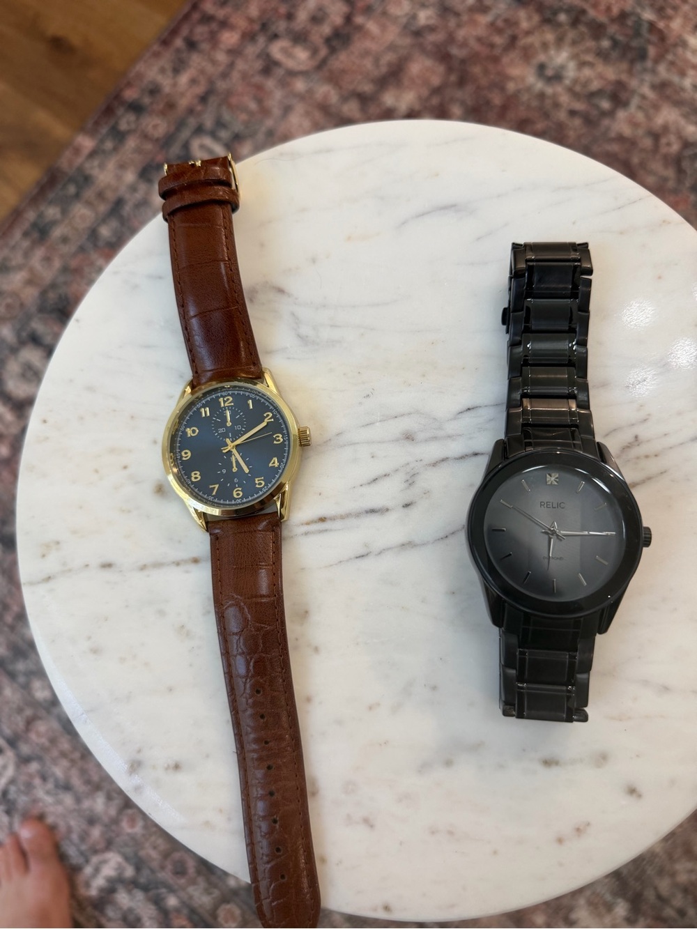 Relic Men's All-Black Stainless Steel Link Watch & Brown no name watch